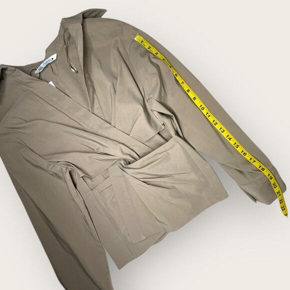 NWT | Zara | Asymmetrical Twist Front Blouse | Taupe | Size S - Picture 12 of 14